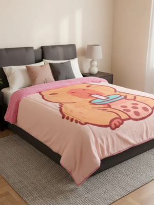 Cobertor Borrega Amigo Capibara Rosa