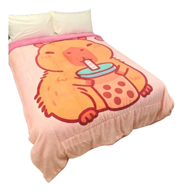 Cobertor Borrega Amigo Capibara Rosa