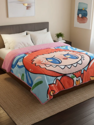 Cobertor Borrega Amigo Labubu Naranja