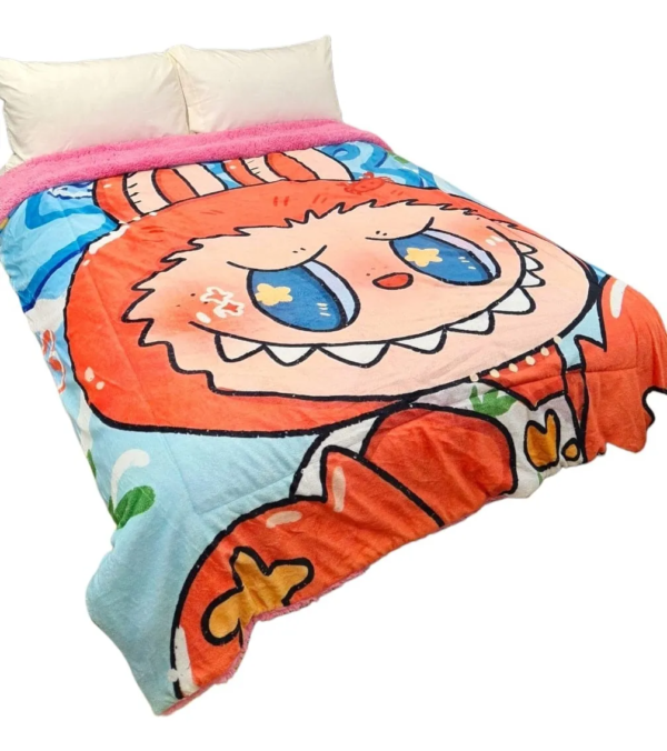 Cobertor Borrega Amigo Labubu Naranja