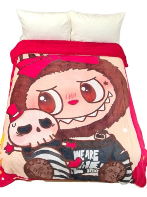 Cobertor Borrega Amigo Labubu Rojo