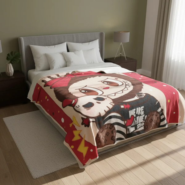 Cobertor Borrega Amigo Labubu Rojo