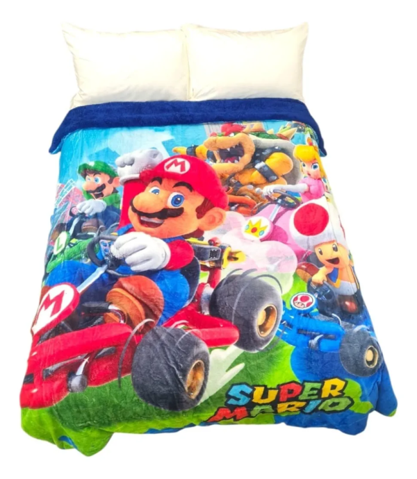 Cobertor Borrega Amigo Mario Kart Matrimonial