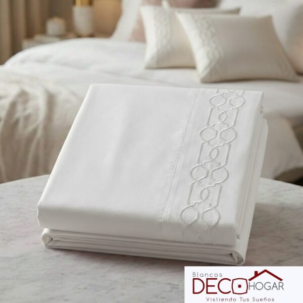 SAB BLANCA2 Sabana Bordada Casaisla Blanca Ks