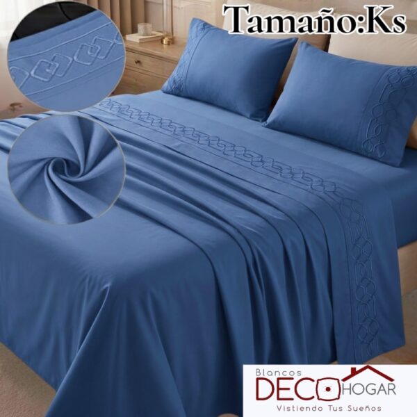 Sabana Bordada Casaisla Azul Ks