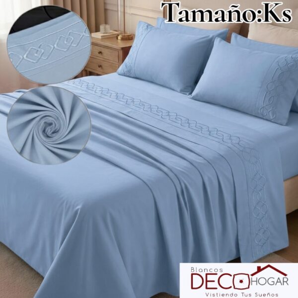 SABANA AZUL CLARO Sabana Bordada Casaisla Azul Claro Ks