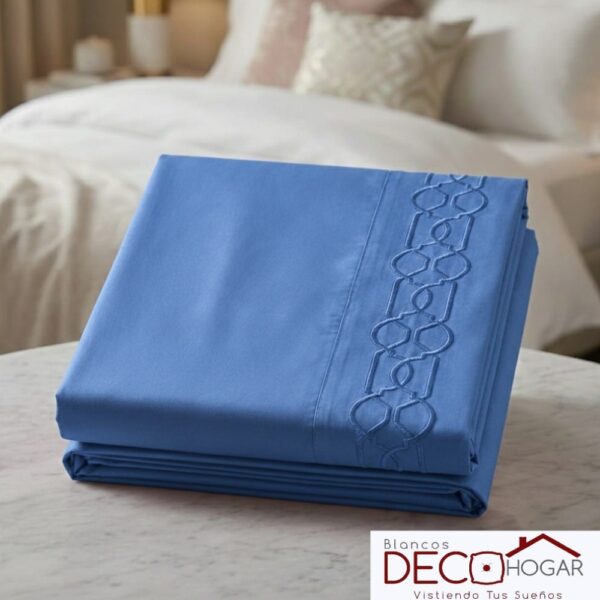 Sabana Bordada Casaisla Azul Mat