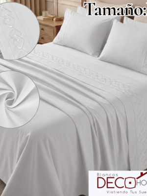 SABANA BLANCA1 Sabana Bordada Casaisla Blanca Ks