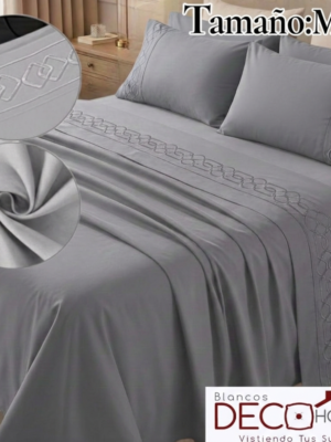 SABANA GRIS MAT Sabana Bordada Casaisla Gris Mat