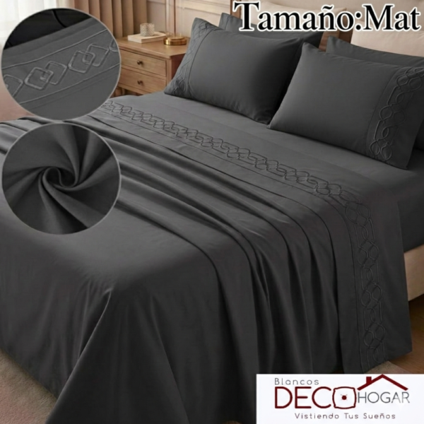 SABANA OSCURA MAT Sabana Bordada Casaisla Oscura Mat