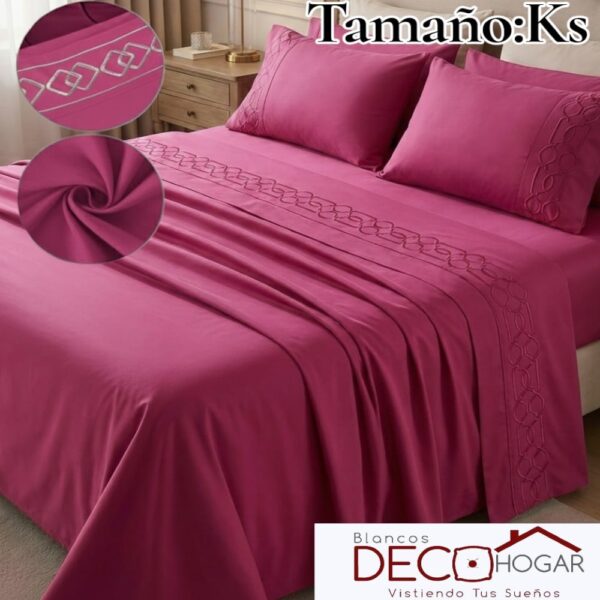 Sabana Bordada Casaisla Rosa Ks